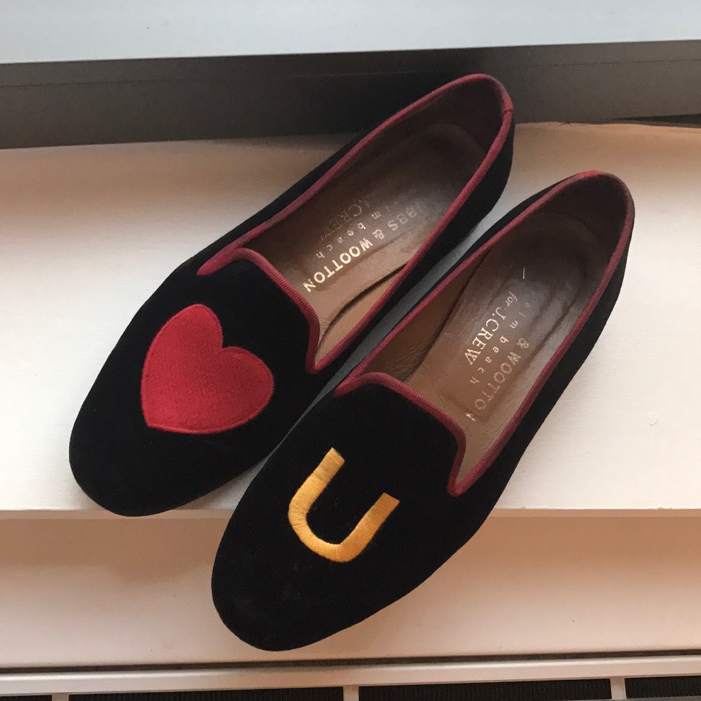 Stubbs & Wootton for J.Crew black velvet shoes sz7